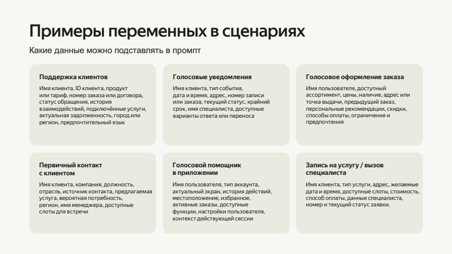 Примеры переменных в сценариях