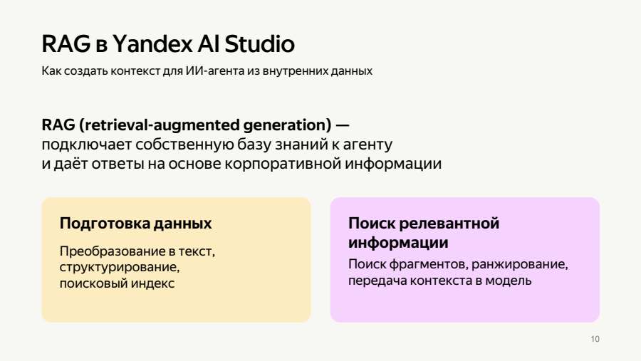 RAG в Yandex AI Studio